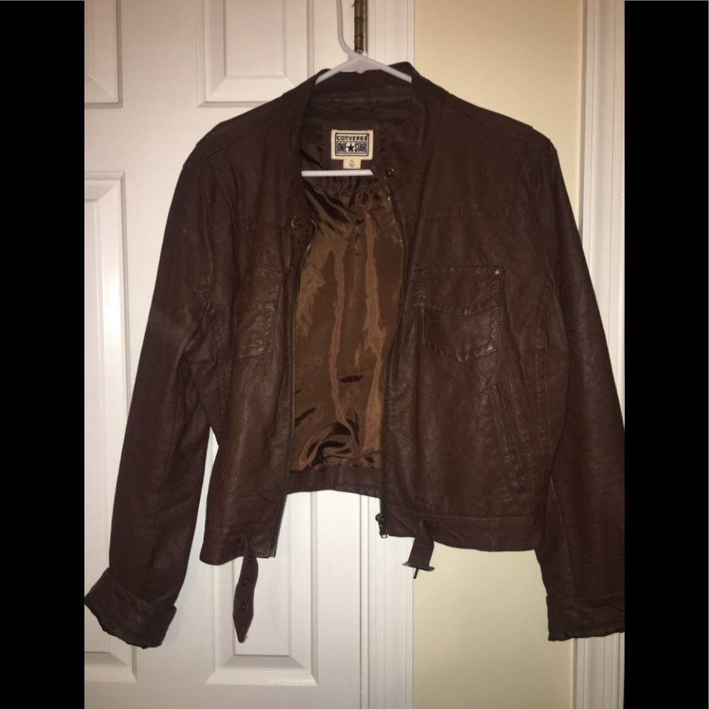 Brown faux leather jacket